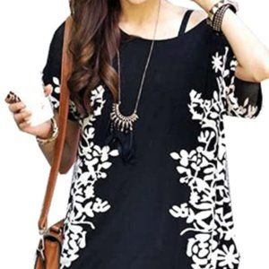 Women's flower short sleeve casual loose top